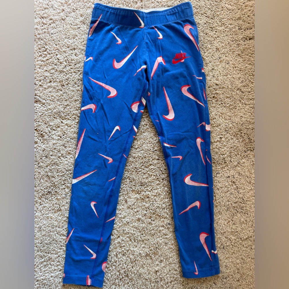 Nike Blue Sweatpants with Red Swoosh Logos